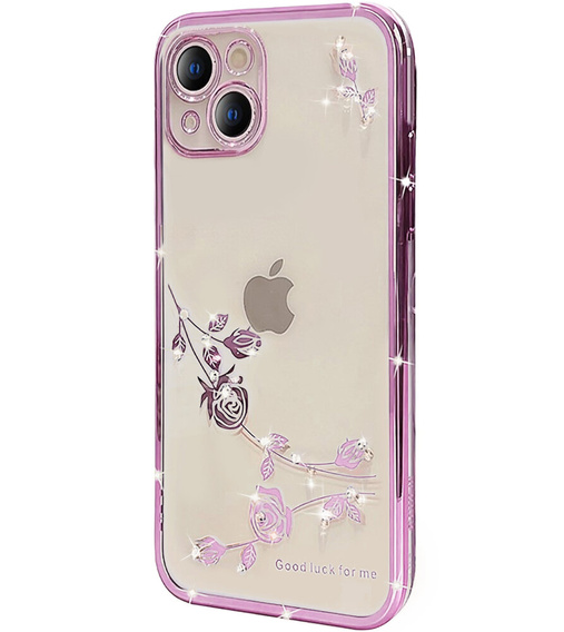 Калъф за iPhone 15 Plus, Glitter Flower, лилав
