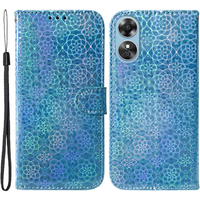 Калъф с капак за Oppo A17, Wallet mandala, син