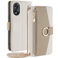 Калъфът с цип Wallet Zipper Pocket за Oppo A38 4G / Oppo A18 4G, Wallet Zipper Pocket, с огледало, бял