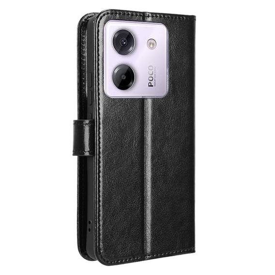 Калъф с капак за Xiaomi Poco M7 Pro 5G, Crazy Horse Wallet, черен