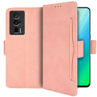 Калъф с капак за Poco F5 Pro 5G, Card Slot, розов