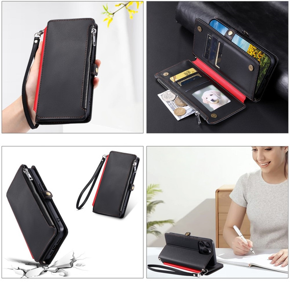 Калъф с капак за Xiaomi Redmi 14C / Xiaomi Poco C75, Wallet Zipper Pocket, черен