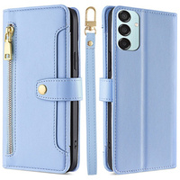 Калъф с капак за Samsung Galaxy M15 5G, Wallet Zipper Pocket, син