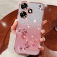 Калъф за Infinix Hot 30i, Glitter Flower, розов rose gold