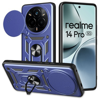 Брониран калъф за Realme 14 Pro 5G, CamShield Slide, син