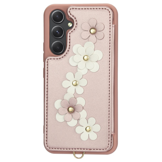 Калъфът за Samsung Galaxy S23 FE, Leather Flower Card Slot, розов