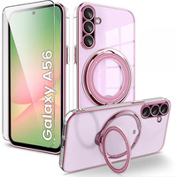 Магнитен калъф за Samsung Galaxy A56, за MagSafe, розов + 9H стъкло