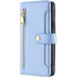 Калъф с капак за Samsung Galaxy S23, Wallet Zipper Pocket, син