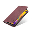 CASEME калъф за Samsung Galaxy M21, Leather Wallet Case, бордо