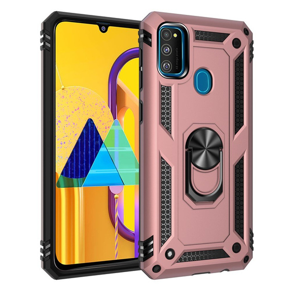 брониран калъф за Samsung Galaxy M21, Nox Case Ring, розов rose gold