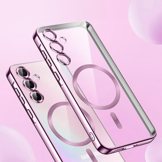 Калъф за Samsung Galaxy A55 5G, Electro MagSafe, розов + стъкло за екран