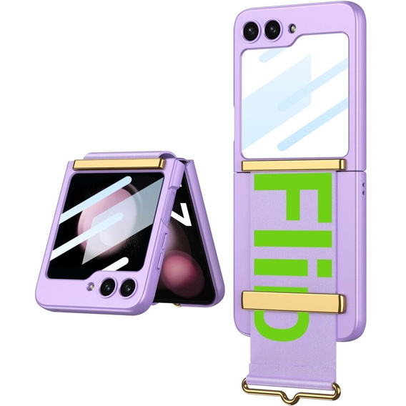 Калъф за Galaxy Z Flip 5, Strap Cover, лилав/оранжев