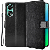 Калъф с капак за Oppo A78 4G, Crazy Horse Wallet, черен