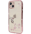 Калъф за iPhone 15 Plus, Glitter Flower, розов rose gold