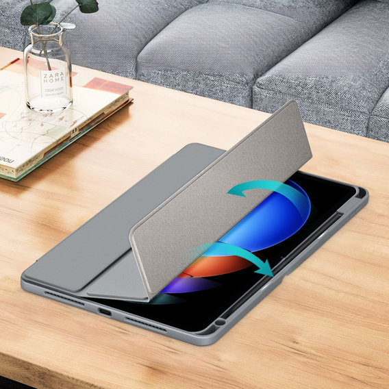 Калъф за Xiaomi Pad 6S Pro 12.4, Smartcase Hybrid, с място за стилус, сив