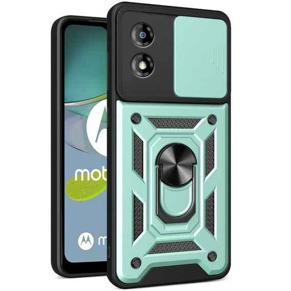 Брониран калъф за Motorola Moto E13, CamShield Slide, зелен