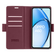 Калъф за Oppo A60, ERBORD Glossy Litchi, портфейл с капак, червен