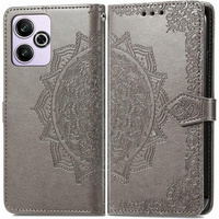 Калъф с капак за Xiaomi Redmi 13, Mandala, сив