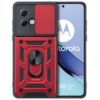 Брониран калъф за Motorola Moto G84 5G, CamShield Slide, червен