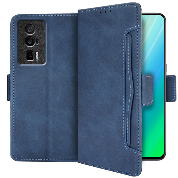 Калъф с капак за Poco F5 Pro 5G, Card Slot, син