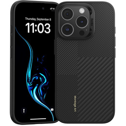Калъфът BENKS Kevlar за iPhone 16 Pro Max, за MagSafe, въглеродни влакна, черен