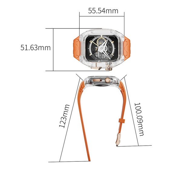 Силиконова каишка с калъф за Apple Watch 4/5/6/7/8/9/SE 44/45MM