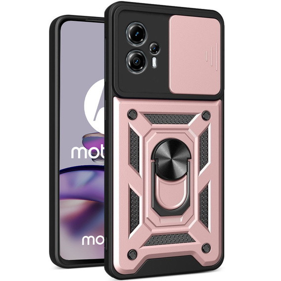 Брониран калъф за Motorola Moto G13 / G23, CamShield Slide, розов rose gold