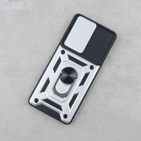 Брониран калъф за Motorola Edge 40, CamShield Slide, сребърен