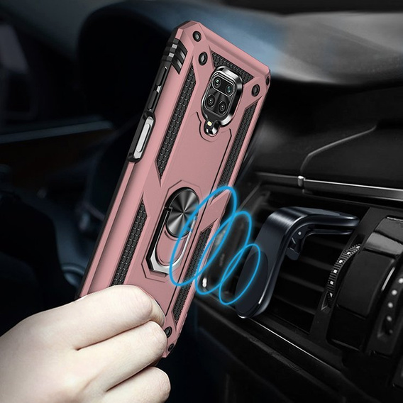 брониран калъф за Xiaomi Redmi Note 9S / 9 Pro, Nox Case Ring, розов