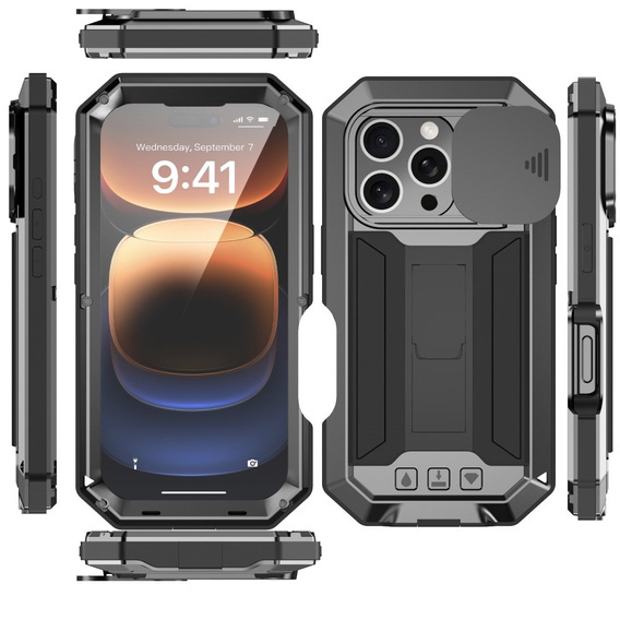 Калъф за iPhone 16 Pro, R-JUST CamShield Slide, брониран, черен