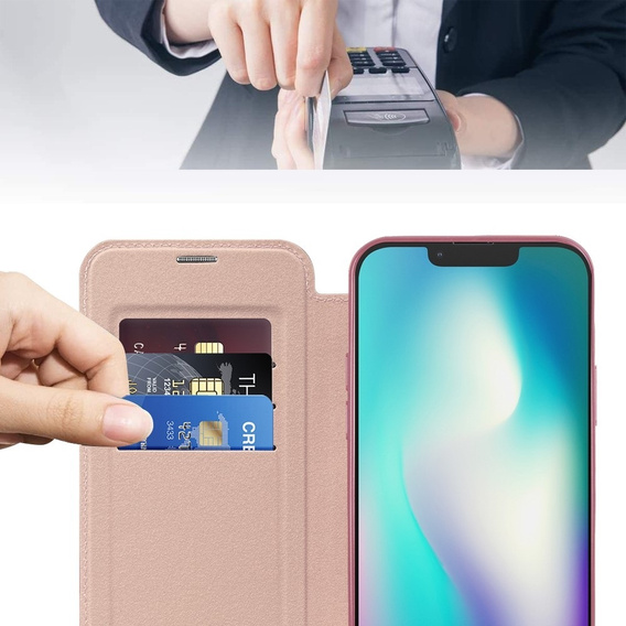 Калъф за iPhone 15 Plus, FlipMag Сигурен портфейл с RFID капак, за MagSafe, розов