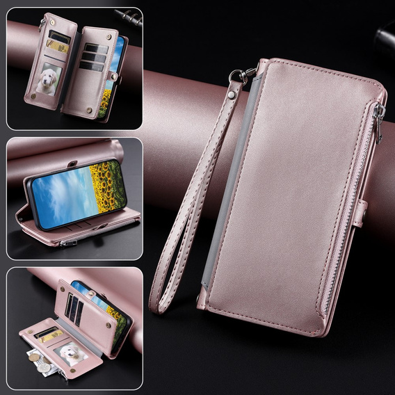 Калъф с капак за Xiaomi Redmi 14C / Xiaomi Poco C75, Wallet Zipper Pocket, розов