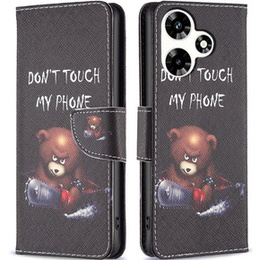 Калъф с капак за Infinix Hot 30, Wallet, Bear, черен