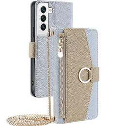 Калъфът с цип Wallet Zipper Pocket за Samsung Galaxy S22, Wallet Zipper Pocket, с огледало, син