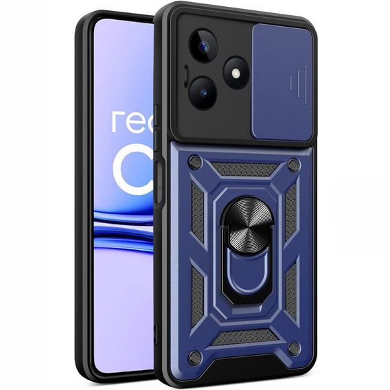 Брониран калъф за Realme C53 4G, CamShield Slide, син