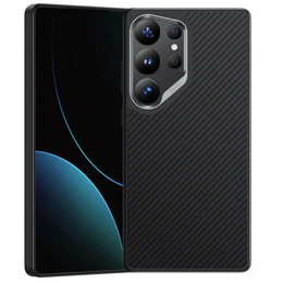 Калъфът BENKS Kevlar за Samsung Galaxy S25 Ultra, за MagSafe, въглеродни влакна, черен