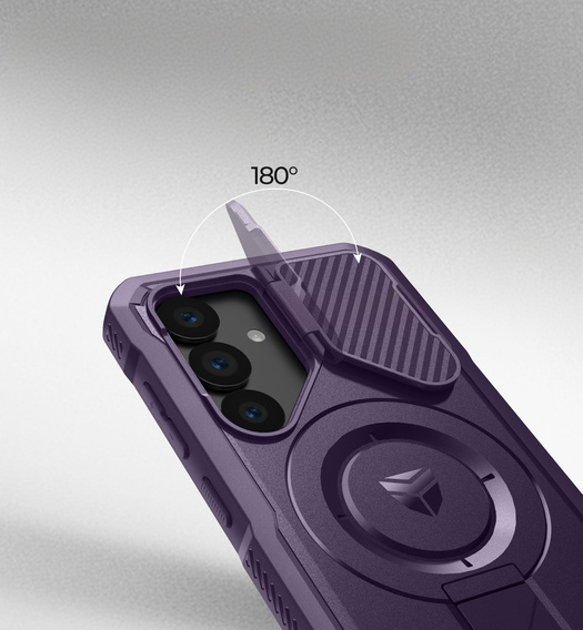 Брониран калъф за Samsung Galaxy S25, Dexnor CamProtect MagSafe, лилав (Две рамки)