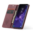 CASEME калъф за Samsung Galaxy S9, Leather Wallet Case, бордо
