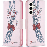 Калъф с капак за Samsung Galaxy S23 FE, Wallet, giraffe, розов