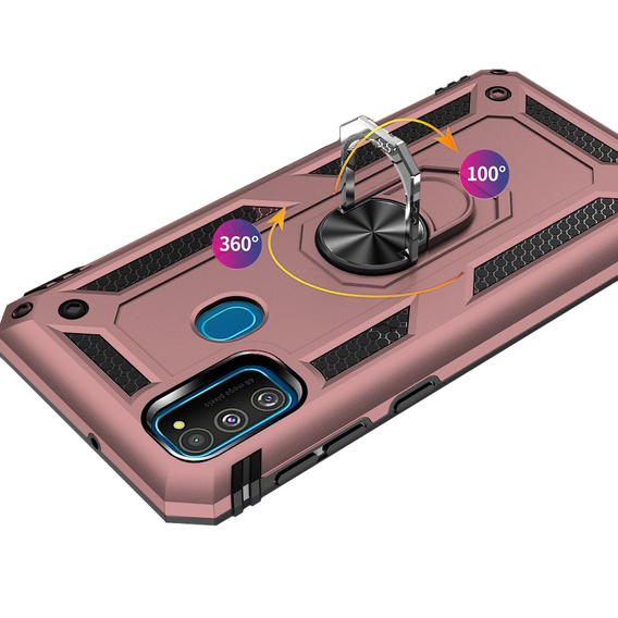 брониран калъф за Samsung Galaxy M21, Nox Case Ring, розов rose gold