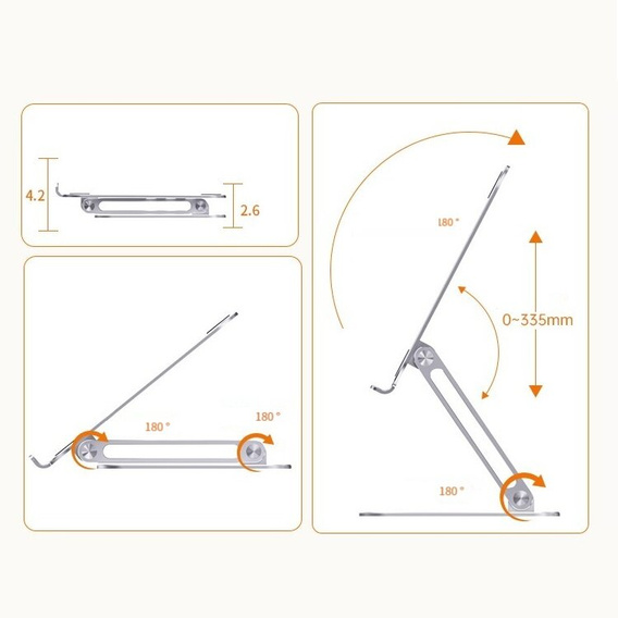 Стоманена стойка за лаптоп до 17", ERBORD P89, сива