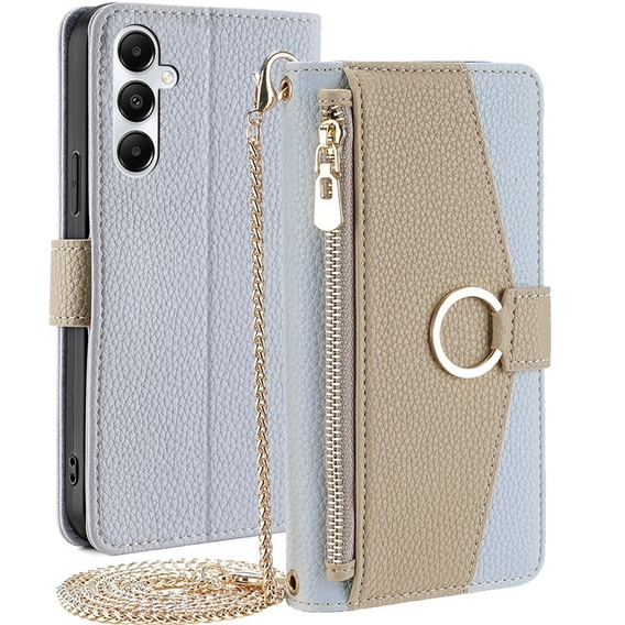 Калъфът с цип Wallet Zipper Pocket за Samsung Galaxy A05s, Wallet Zipper Pocket, с огледало, син