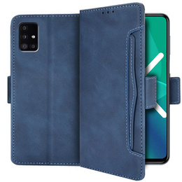 Калъф с капак за Samsung Galaxy A51 5G, Card Slot, син
