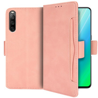 Калъф с капак за Sony Xperia 10 IV, Card Slot, розов