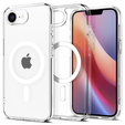 Калъфът MagSafe Spigen за iPhone 16E, Ultra Hybrid, прозрачен / бял + 9H закалено стъкло