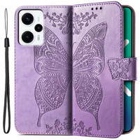 Калъф с капак за Xiaomi Poco F5, Butterfly, лилав