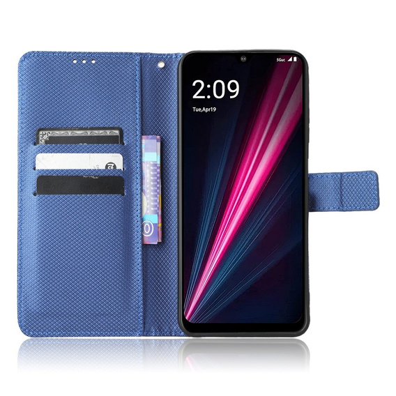 Калъф с капак за T Phone 5G, Wallet Magnet, син