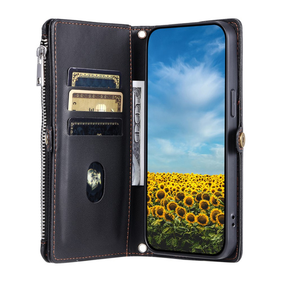 Калъф с капак за Xiaomi Redmi 14C / Xiaomi Poco C75, Wallet Zipper Pocket, черен