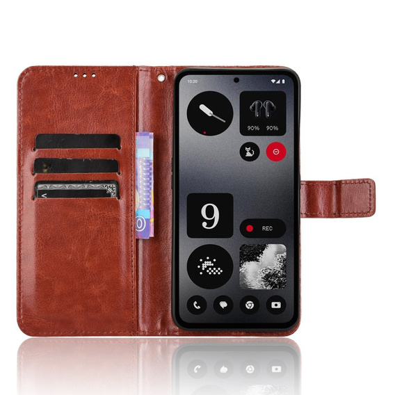 Калъф с капак за Nothing CMF Phone 1, Crazy Horse Wallet, кафяв