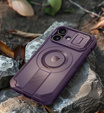 Брониран калъф за iPhone 16, Dexnor CamProtect MagSafe, лилав